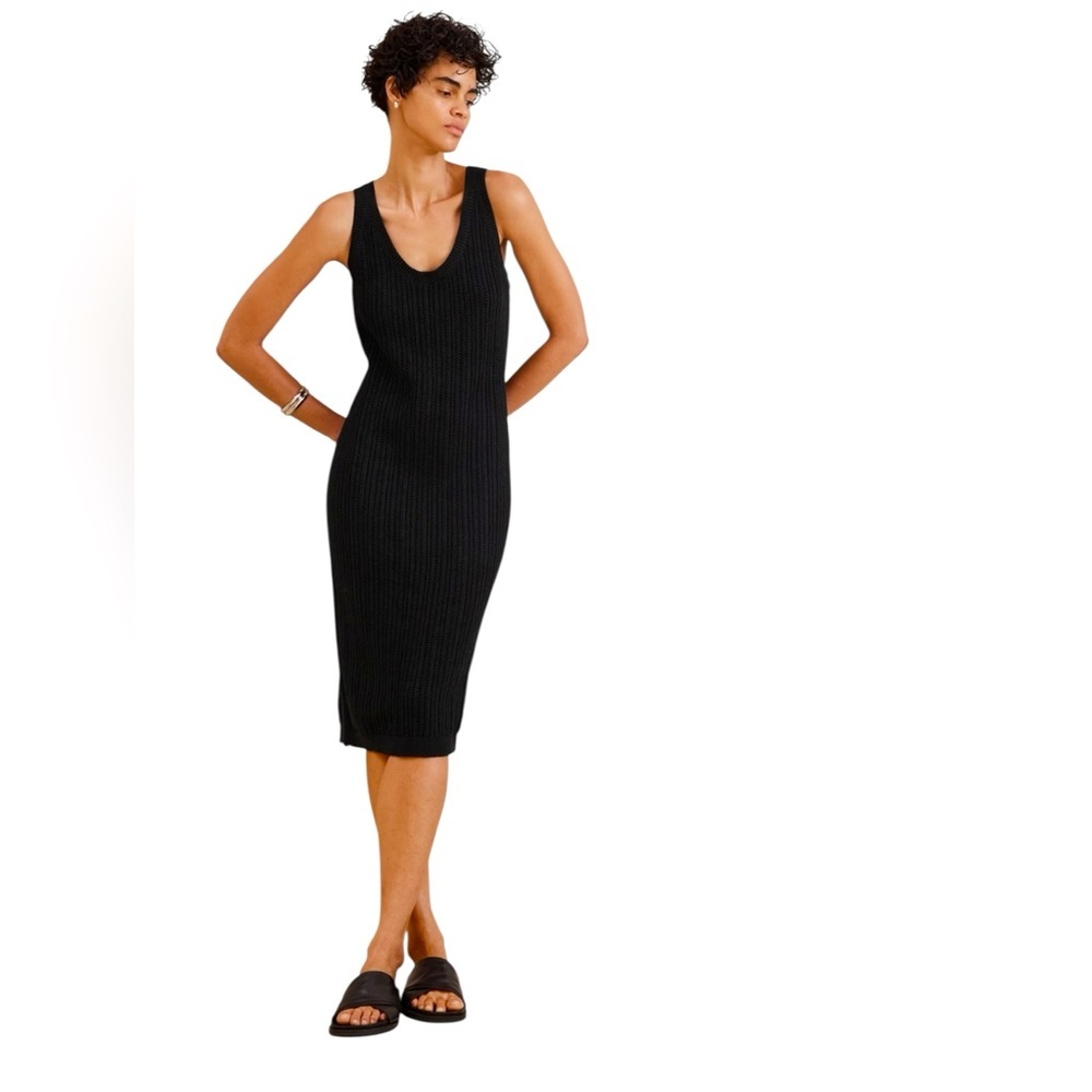 Banana Republic Black Midi Crochet Knit Sleeveless Dress Size XXL NWT